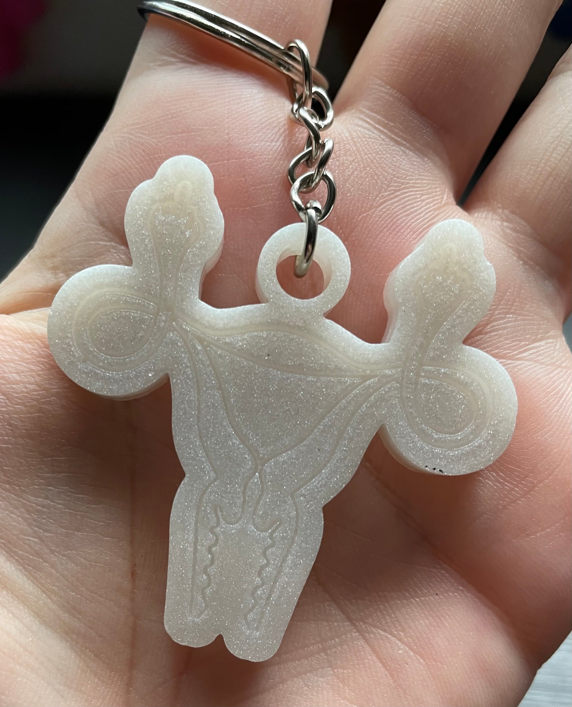White angry uterus keychain