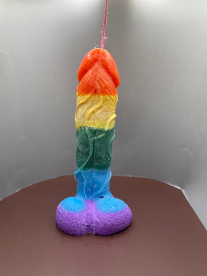 Rainbow Penis Candle